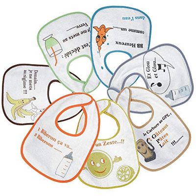 Trois Kilos Sept Pack de 7 Bavoirs 1Er Âge Multicolore Pas Zeste