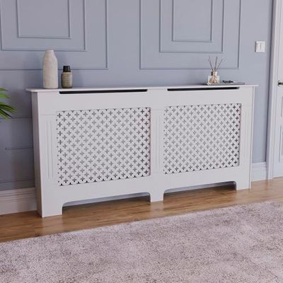 Vida Designs Oxford traditionele radiatorombouw van MDF wit gelakt, Extra Groot