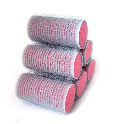 NIKO Lot de 6 bigoudis auto-agrippants 28 mm avec éponge pour dormir, peigne à cheveux pour boucles et ondulations extra doux, outil de coiffure pour salon de coiffure – Couleur blue clair