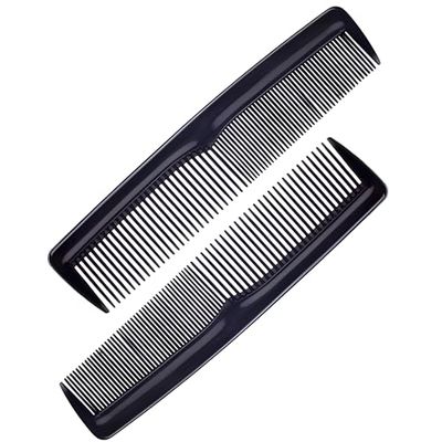 PARENCE.- Set di 2 pettini antistatici - pettini a denti fini e larghi, portatili, multiuso - 13x3cm, nero
