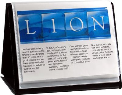 Lion, Flip-N-Tell 39008-H, livre de présentation horizontal, 20 pochettes double face, 1 chevalet