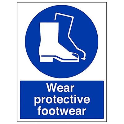 V Safety 41084BC-S'Wear Protective Footwear' Sign, Portrait, 300 mm x 400 mm (Pack of 3)