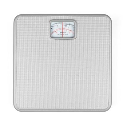 Báscula mecánica para baño Salter 433 SVDR, alfombrilla antideslizante, indicador giratorio fácil de leer, plataforma grande con amplio espacio para los pies, máx. 120 kg, sin pilas, plateada