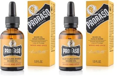 Proraso Aceite barba, Wood & Spice, 30 ml, aceite suavizante y nutritivo para el cuidado barba hombre con agradable aroma a cedro y cítricos (Paquete de 2)