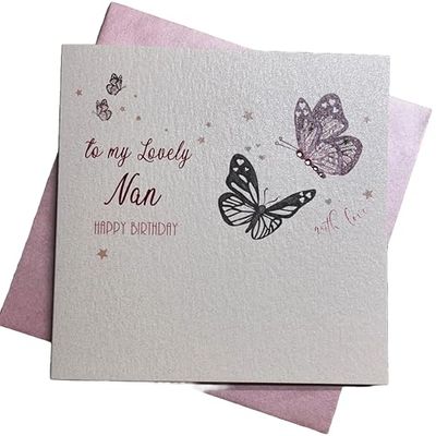 WHITE COTTON CARDS PD101"Nan Have A Wonderful Birthday" Handgemaakte verjaardagskaart