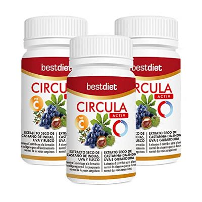BestDiet - Cápsulas Circula Activ | con ingredientes naturales, mejora la circulación sanguínea y la sensación de pesadez en las piernas, contiene vitamina C – Pack de 3 botes x 30 cápsulas, Sin sabor