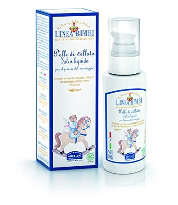 Helan Linea Bimbi - Liquid Talcum Powder for Babies with Vitamin E, Sweet Almond Oil, Calendula - Gentle & Moisturising Baby Powder for Body Massage, Baby Essentials for Newborn - Made in Italy, 100 g