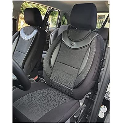 BREMER SITZBEZÜGE Seat Covers for Car Seats Compatible with VW T6 Caravelle 2015 Driver and Passenger Seat Protector Seat Cover FB:04 (Black/Black)