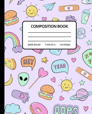 Cutie Pastel Composition Notebook: 110 Pages, Large Print