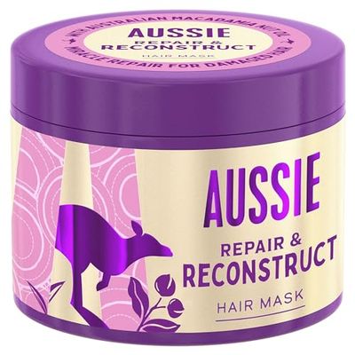 Aussie Repair & Reconstruct Hair Mask, Vegan Hair Treatment, For Dry & Damaged Hair, With Macadamia Nut Oil, 300ML
