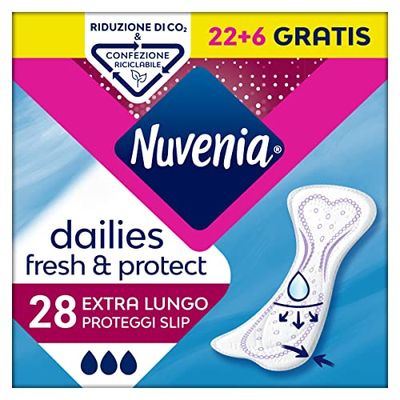 Nuvenia - Proteggi Slip, Extra Lungo Uso Quotidiano, Controllo degli Odori - 28 Pezzi