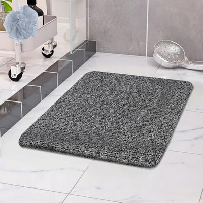 COSYLAND Tapis de Douche Antidérapant 40x60 cm - Tapis de Bain Sécurité Confortable en PVC Luffa - Séchage Rapide avec Trous de Drainage - Pour Salle de Bain et Zones Humides - Découpable - Noir/Blanc