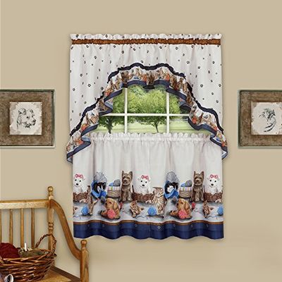 Achim Home Furnishings Nível de janela macia e com botim, poliéster, azul-marinho, 57 x 36