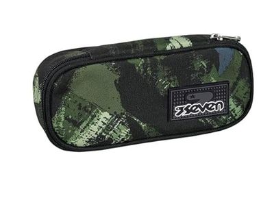 Seven Icoolpack Pennenkoker voor school, rond, groen, ovaal, met binnenzak en elastische penhouders, accessoires, rugzak, basisschool, medium, boven, jongens, meisjes, Groen, Eén maat, modern