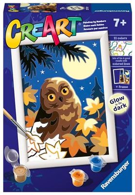 Ravensburger - Creart Serie E: Civetta Al Chiaro Di Luna | Dipingere Con I Numeri Bambini 13x18cm | Giochi Creativi Bambina 7 Anni | Giochi Bambini 7 Anni O Più