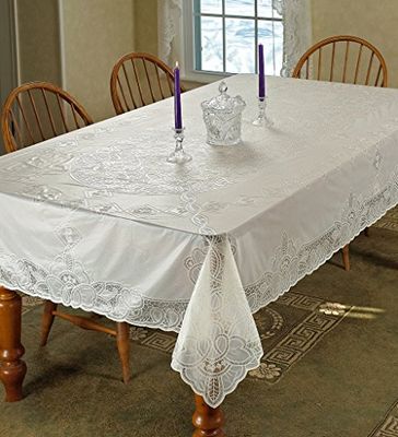 Violet Linen Toalha de mesa retangular de renda de vinil com design de Betenburg, cor bege, 60 x 104 polegadas