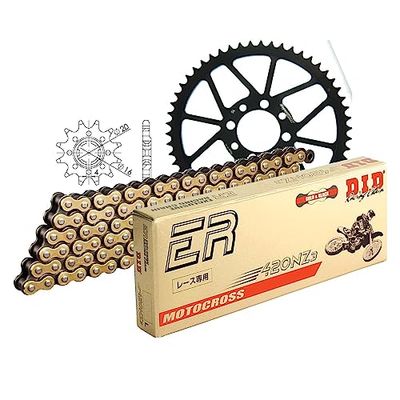Kettingset DID staal 420NZ3 / 128 clipslot voor Suzuki TS X 50 cc
