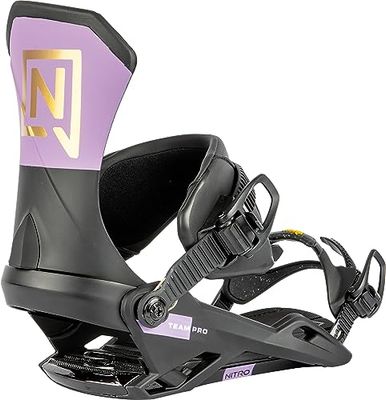 Nitro Fixation Professionnelle Team 24 All Mountain Freestyle pour Snowboard Femmes, Pro Purple-Black Gold, m