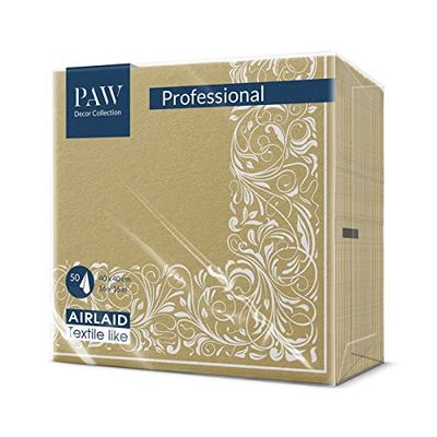 PAW - Airlaid Cloth-Like Napkins (40 x 40 cm) | 50 Pieces | Ideal for Wedding, Christening, Communion, Birthday | Linen Feel Elegant Napkins | Color: Elegant Tangle
