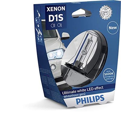 Philips Xenon Whitevision Gen2 D1S, Ampoule Xénon Pour Éclairage Automobile, Effet Blanc Éclatant Avec 5.000K, Lot De 1