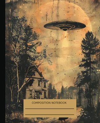 Vintage alien composition notebook: 140 ruled pages (70 sheets) college notebook, 7.5 * 9.25 inches wide pages