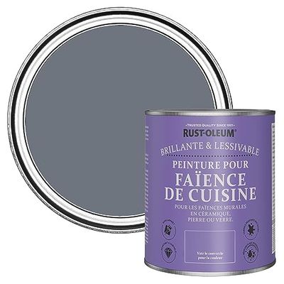 Rust-Oleum Peinture Grise Résistante à l'eau pour Faïence de Cuisine, Finition Brillante - Gris Marine 750ml
