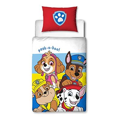 Paw Patrol Officiell Pupsterdesign för småbarn spjälsäng påslakanset | vändbart 2-sidigt sängkläder påslakan inklusive matchande örngott, polycotton