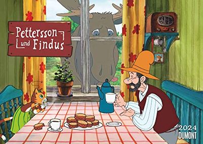 Pettersson & Findus Calendrier mural pour enfant 2024 par Sven Nordqvist Format paysage 42 x 29,7 cm