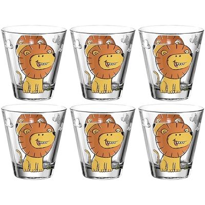 Leonardo Bambini 017899 Lot de 6 gobelets en verre, pour enfant, motif animal, passe au lave-vaisselle, 215 ml
