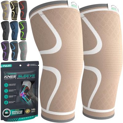 MODVEL Kniebraces voor kniepijn voor dames en heren, set van 2 kniebrace voor kniepijnset, kniebrace compressie mouw, kniebraces voor kniepijn, meniscusscheur, ACL & artritis pijnverlichting