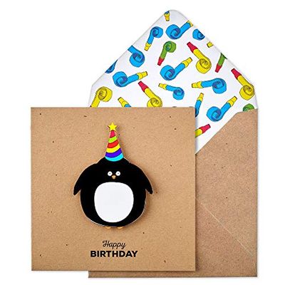 Tache TC87 Premium handgemaakte "Happy Birthday" pinguïn kaart