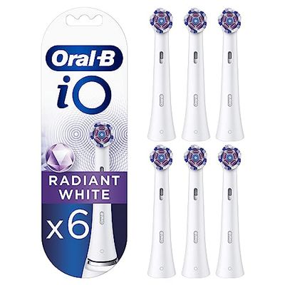 Oral-B iO Radiant White Testine Spazzolino Elettrico, Confezione da 6 Testine di Ricambio, Pulizia Sbiancante e Lucidante, Progettate per gli Spazzolini iO, Adatto alla Buca delle Lettere