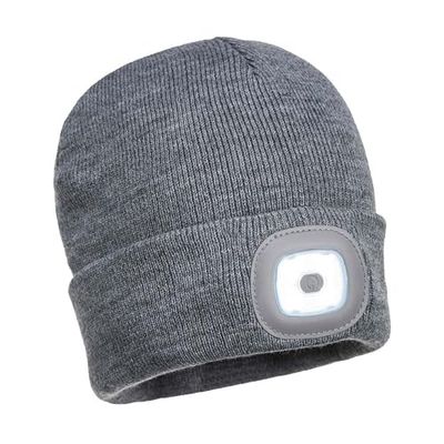 Portwest B029 Czapka z Lampka LED do Ladowania Poprzez USB, Regularny, Rozmiar Jeden, Szary