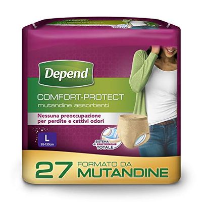 Depend Comfort-Protect Mutandine Assorbenti Donna, Taglia L, 27 Mutandine