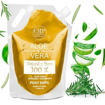 CMP Aloe Vera + Rosmarino Depilazione Gel (laser, cera, crema, depilatore...) e Rasatura (Viso e Corpo) 6x + RILASSANTE | 48h IDRATANTE | 3x + LENITIVO - Formula Professionale (2000 ml)