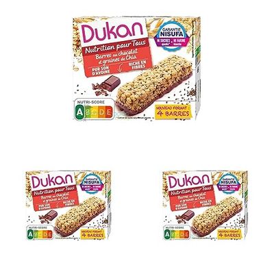 Dukan Barres de Son d'Avoine aux Graines de Chia 111 g (Lot de 3)