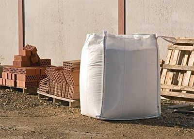 NOOR Sacco da trasporto Big Bag, 90 x 90 x 145 cm, capacità 1000 g, riutilizzabile, bianco, per cantieri con protezione dall'umidità