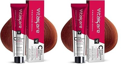 Vitalcare | Professional - Colorazione Permanente Professionale, Crema Colorante Capelli, Tintura Capelli con Proteine della Seta, n° 8/4, Biondo Chiaro Rame, 100ml (Confezione da 2)