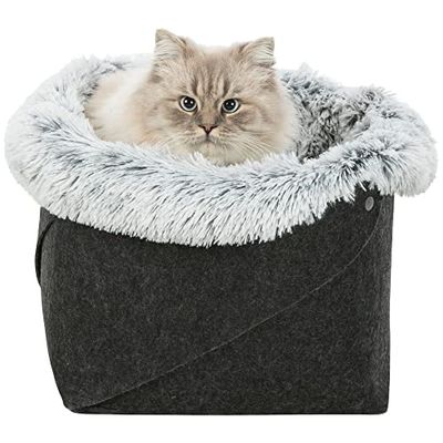 Letto Harvey, rotondo, in feltro, 33 x 27 cm, colore: antracite/bianco