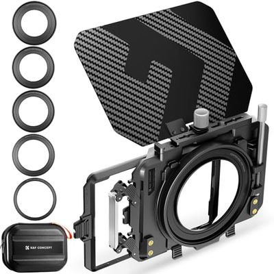 K&F Concept Mini Matte Box Lite, Bandiera Superiore Fibra di Carbonio con 2 Vassoio Filtro 4''x5,65 per DSLR e Fotocamere Mirrorless con Anello Adattatore Circolare 67/72/77/82/95mm
