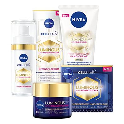 NIVEA Cellular LUMINOUS 630® Kit de soin anti-taches pigmentaires pour le jour de nuit et de main avec soin anti-âge, soin de nuit et crème pour les mains