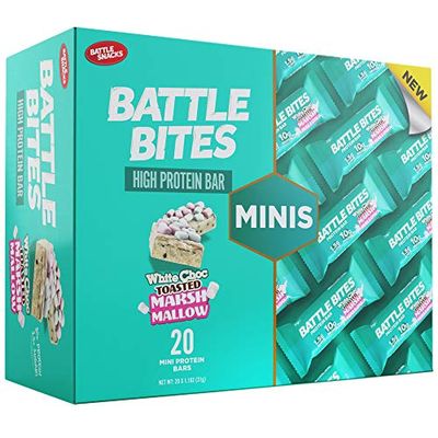 Battle Bites Minis Protein and Low Carb Bars 31g (Pack of 20) (White Chocolate Toasted Marshmallow)