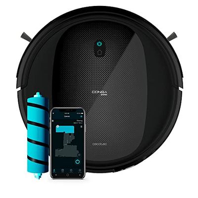 Cecotec Robot aspirateur et friandises Conga 2290 Titanium Technologie Gyro, autonomie 160 Min, Puissance d'aspiration 2100 Pa, 3 Niveaux de Puissance et d'évier 10 programmes, Application, Noir