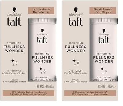 Schwarzkopf - Taft - Poudre Coiffante Cheveux - 2-En-1 - Volume - Longue Durée - Effet Matifiant - Effet Décoiffé - Ne colle pas - 99% d'ingrédients d'origine naturelle - Contenant de 10 g (Lot de 2)