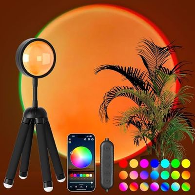 GlasFlength Lampe solaire à LED avec port USB et fonction coucher de soleil pour selfies, décoration d'intérieur Utilisation de la photo