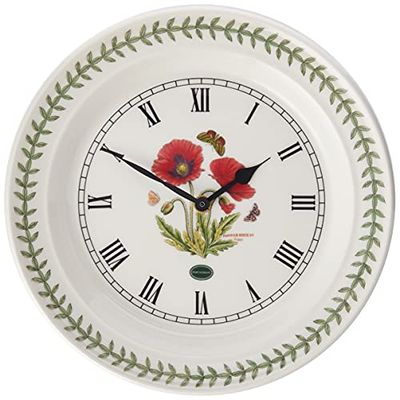 Portmeirion Home & Gifts Botanic Garden Poppy Wall Clock, Multi-Colour Colour (Multi-colour Colour,25.4 x 25.4 cm), Neutral, Earthenware
