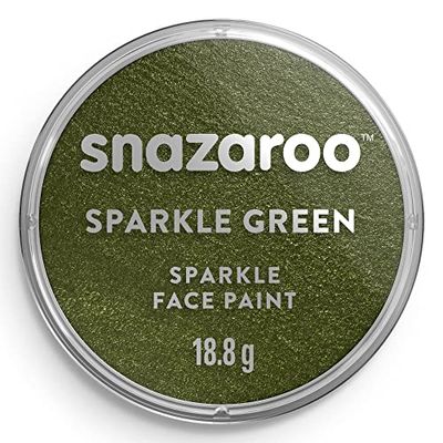 Snazaroo 1118441 Kinderschmink, huidvriendelijke hypoallergene gezichtsmake-up op waterbasis, vrij van parabenen - 18ml, Sparkle Green