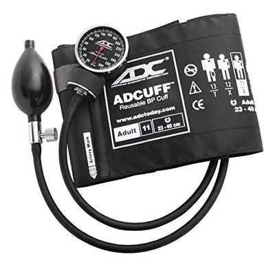 ADC Diagnostix 720 - Sfigmomanometro aneroide tascabile con polsino per pressione sanguigna in nylon Adcuff per adulti, colore: Nero | Strumenti medici per medici e infermieri