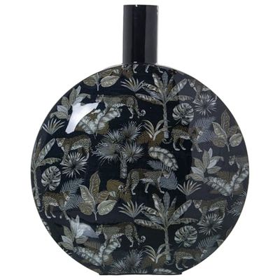 JARRÓN METAL ESMALTADO LEOPARDOS_32X13X40CM