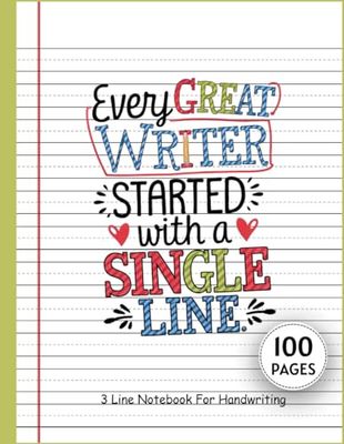 3 Line Notebook For Handwriting: Notebook with Margins – A Thoughtfully Designed Writing Tool for Children's Handwriting Development, Featuring 100 Pages of Premium-Quality Paper.